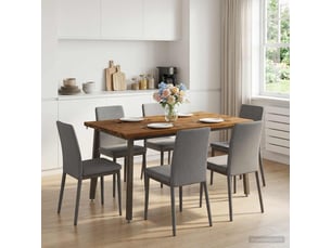 Table à manger moderne 140x80x75 cm bois d'acacia massif naturel et café shl78440
