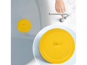 Grand bouchon de vidange jaune en silicone — adapté aux douches, baignoires et éviers — 1 pièce