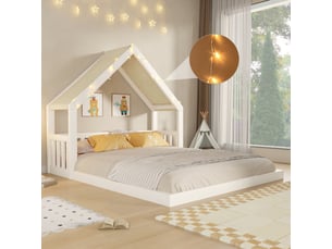 Lit cabane 140x200 cm <strong></strong>  <strong>OPULERANE TRADING LTD</strong> coloris blanc
