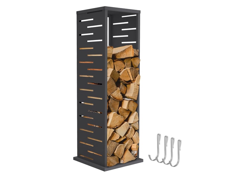  Ml-design range-bûches vertical en acier galvanisé 37,5 x 37,5 x 112 cm, intérieur et extérieur, motif de treillis, support colonne rangement bois de chauffage cheminée, 4 crochets, anthracite mat ECD Germany GmbH - Conforama A