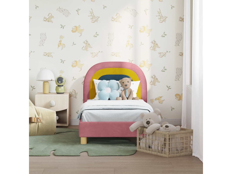 Lit simple- lit adulte - cadre de lit pour tout-petit avec tête de lit rose 70 x 140 cm - Conforama B