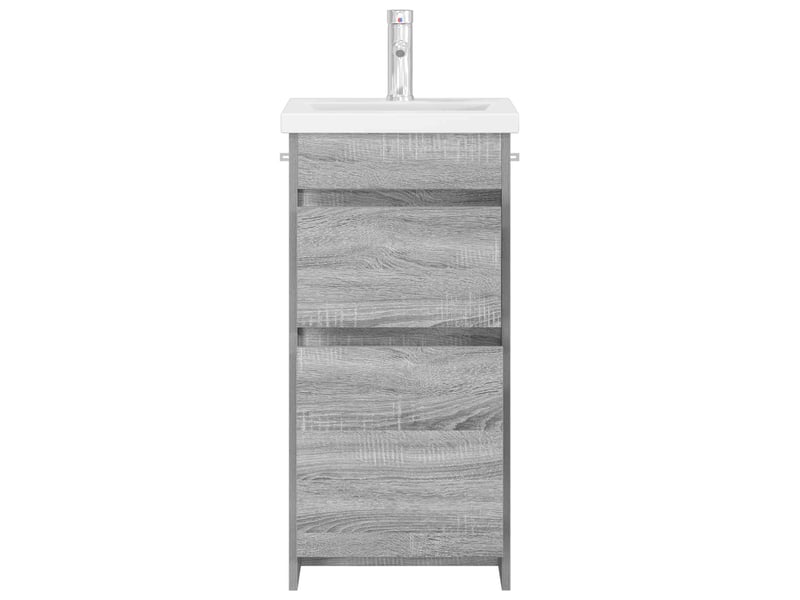  Meuble salle de bain avec évier, meuble de rangement sonoma gris shl5479  - Conforama C