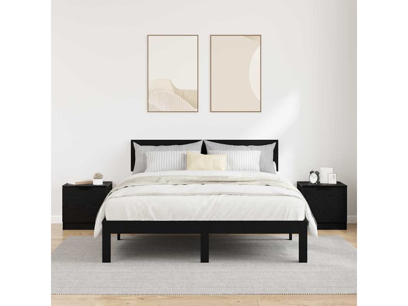 Table de chevet - table de lit 2 pc chêne noir 40 x 39 x 40cm bois d'ingénierie - Conforama C