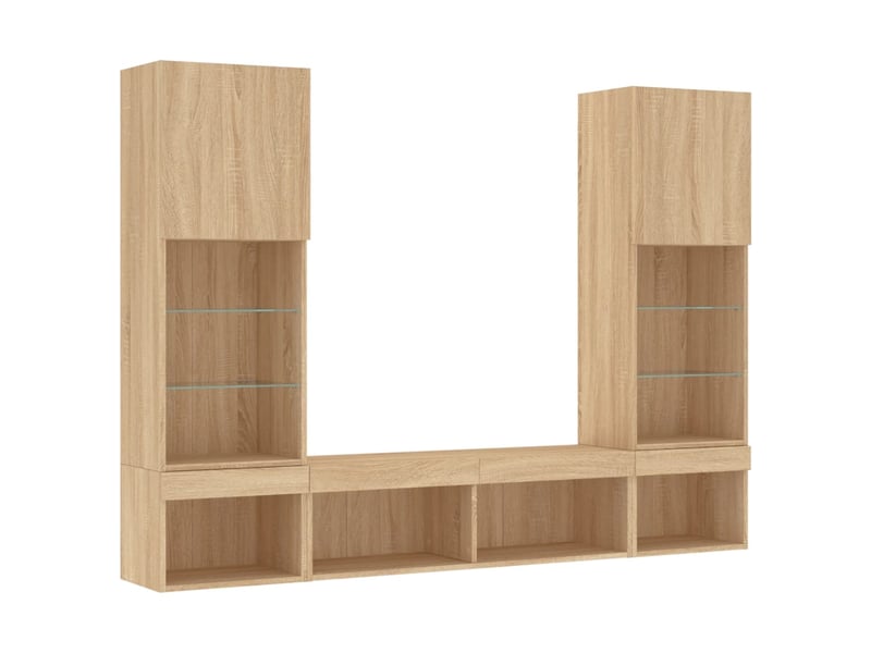  Unités murales tv avec led 5 pcs chêne sonoma bois d'ingénierie shl45336  - Conforama C