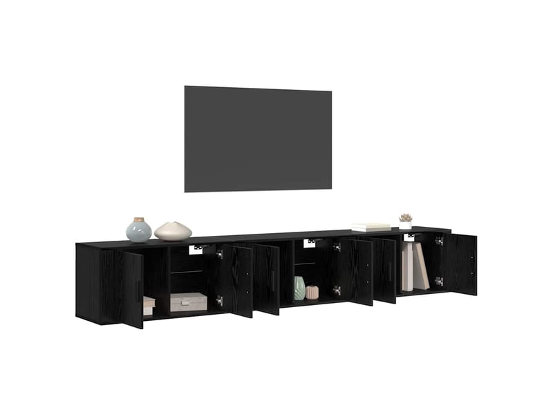  Ensemble de meuble tv - banc tv - meuble de rangement mural 3 pcs chêne noir bois d'ingénierie  - Conforama C