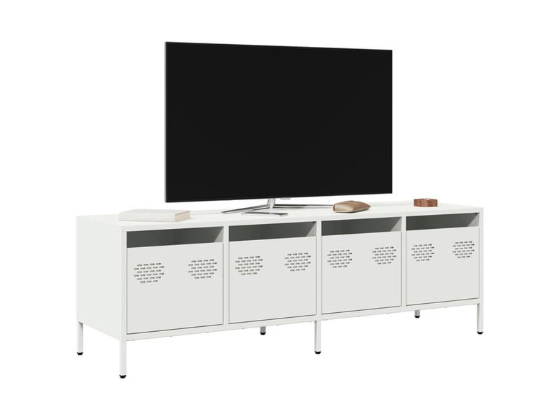  Meuble tv - banc tv - meuble de rangement blanc 135x39x43,5 cm acier laminé à froid  - Conforama B