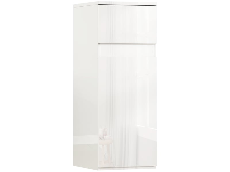  Meuble de salle de bain mural avec tiroir, porte laquée et étagère en verre réglable, blanc  - Conforama A