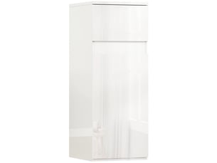 Meuble de salle de bain mural avec tiroir, porte laquée et étagère en verre réglable, blanc