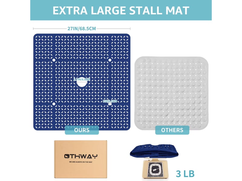  Tapis de douche en tpe à ventouses - 27 x 27 pouces - bleu marine  - Conforama D