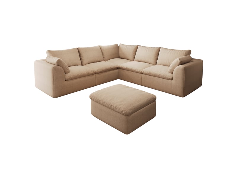 Canapé modulable en v cloud 6 places 245 x 245 cm, mousse compressée, tissu kaki IKSETERA TRADING LTD - Conforama A