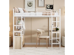Lit mezzanine 90x200 cm <strong>ZOVIRA</strong> <strong></strong> coloris blanc