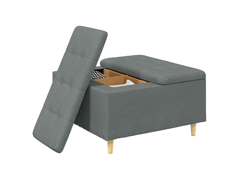  Ottoman, repose pied salon avec rangement gris foncé 80x80x45 cm tissu  - Conforama C