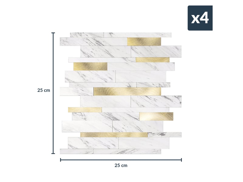  Crédence adhésive murale 3d motif lamelles 4 pièces 25x25 cm  - Conforama C