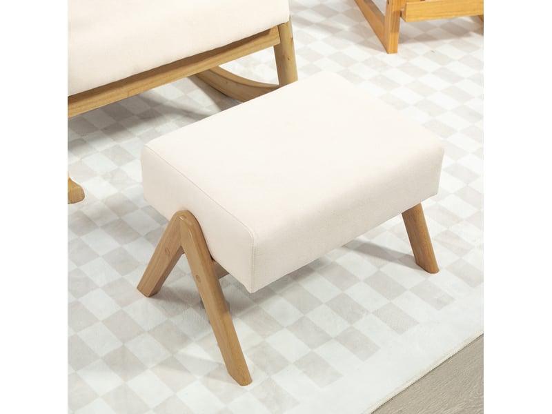  Fauteuil à bascule avec repose-pieds 96 x 65 x 94,5 cm blanc crème polyester, balancement 35 degrés  - Conforama D