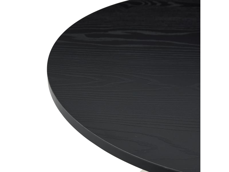 Tables basses gigognes avec plateaux ronds empilables, finition bois noir et piètement métal pour salon et chambre - Conforama E