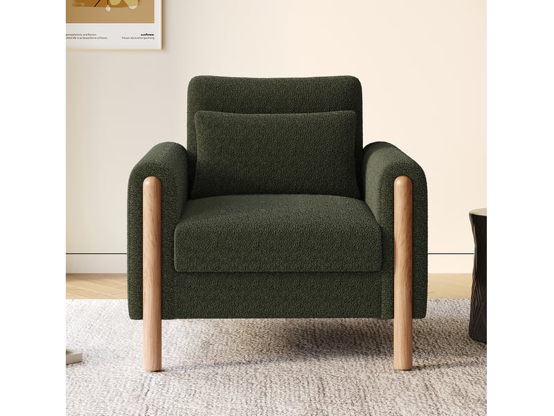  Fauteuil lounge modenvie 1 place vert en tissu bouclette 87 x 83 x 88,5 cm  - Conforama D