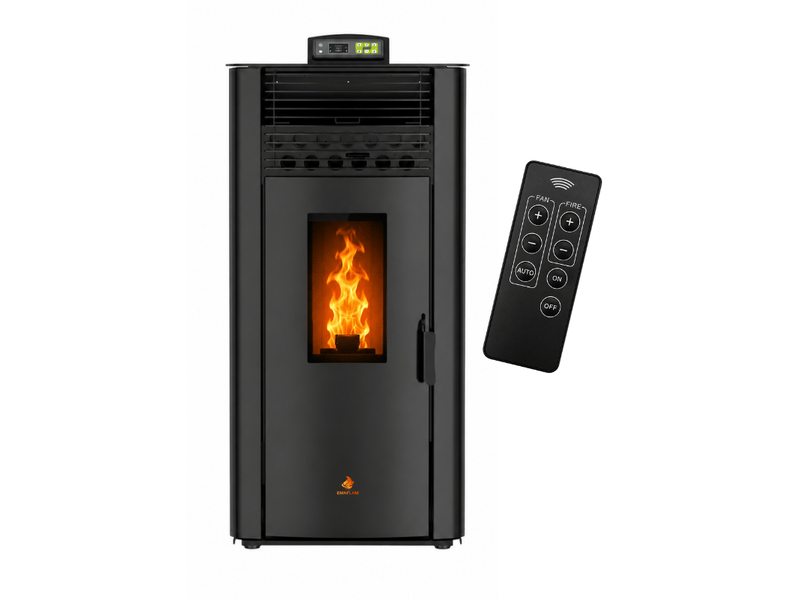  Poêle à granulés étanche emma 15 kw + télécommande - noir  - Conforama A