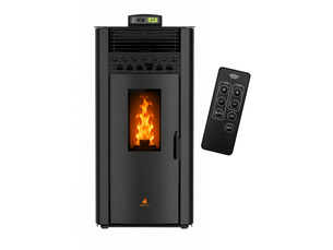 Poêle à granulés étanche emma 15 kw + télécommande - noir