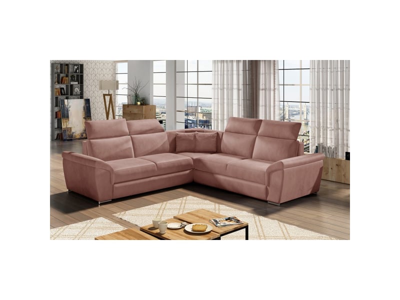  Canapé d'angle frederico rose avec têtières réglables 266x266cm  - Conforama A