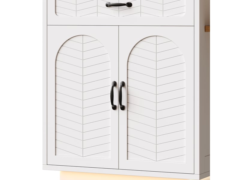 Buffet scandinave blanc et noir avec table extensible led, 2 tiroirs et 4 portes – meuble cuisine moderne - Conforama E