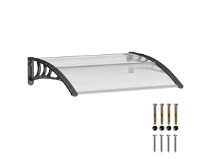 Store extérieur pour porte et fenêtre 75 x 100 cm, protection contre le soleil et la pluie, avec support en alliage d'aluminium transparent