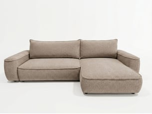 Canapé d'angle réversible convertible <strong>BOBOCHIC</strong> <strong>HONORE</strong> 3 places Tissu taupe avec coffre de rangement