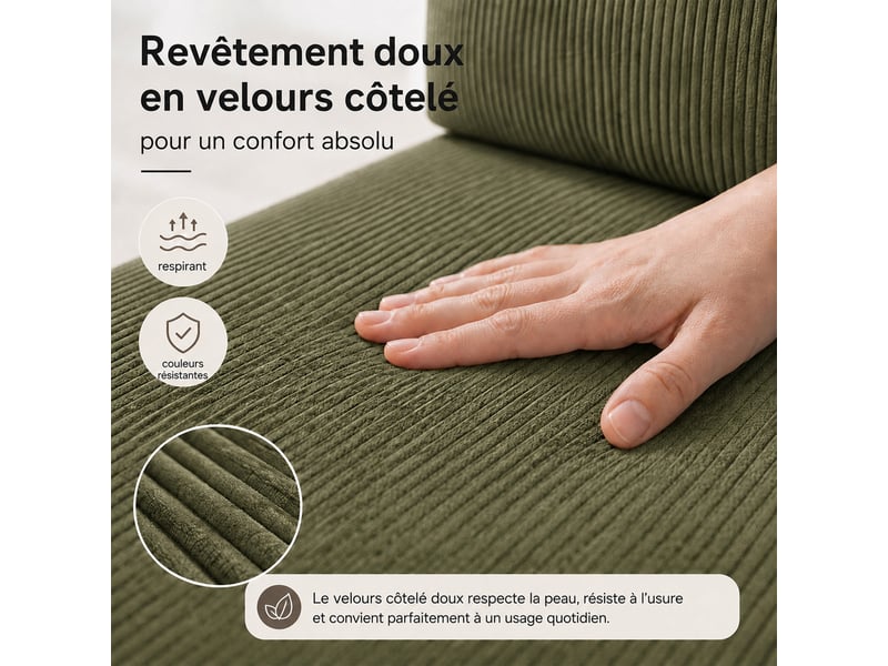  Canapé-lit pliable sans cadre, en tissu velours  - Conforama D