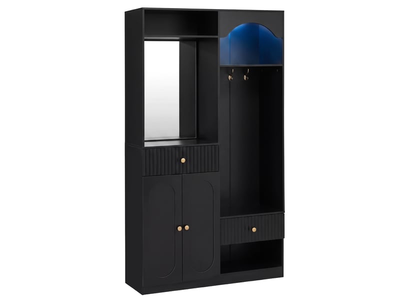  Portemanteau avec banc et rangement 100 x 180 cm en mdf noir  - Conforama W