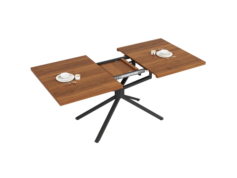  Table extensible effet bois foncé avec pied étoile, 120 à 160 cm Fay Lum - Conforama W