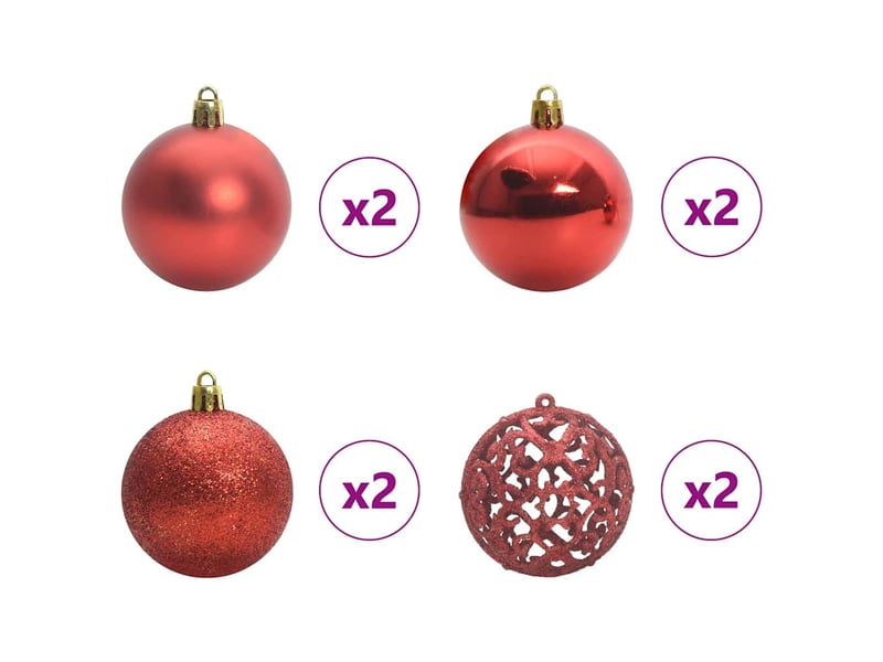 Ensemble de boules de noël 61 pcs 150 led blanc chaud ø 6 cm  - Conforama D