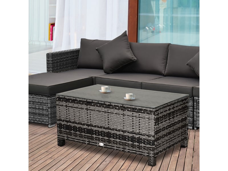  Table basse de jardin métal gris 85x50x39cm  - Conforama D