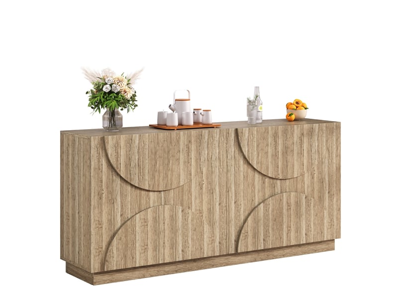  Buffet 4 portes naturel en panneaux de particules 160 x 40 x 80 cm  - Conforama A