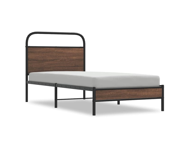  Lit simple- lit adulte -  cadre de lit sans matelas 100x200 cm chêne marron  - Conforama A