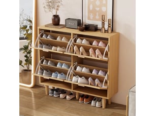 Meuble à chaussures étroit 100x25x90 cm, commode entrée 4 rangements pliants, idéal petits espaces et couloirs