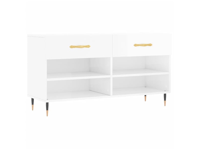  Banc à chaussures blanc brillant 102x35x55 cm bois d'ingénierie shl8267  - Conforama A