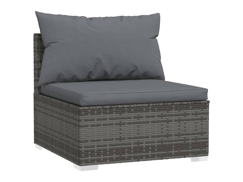  Salon de jardin meuble d'extérieur ensemble de mobilier 6 pièces avec coussins résine tressée gris 02_0016877  - Conforama E