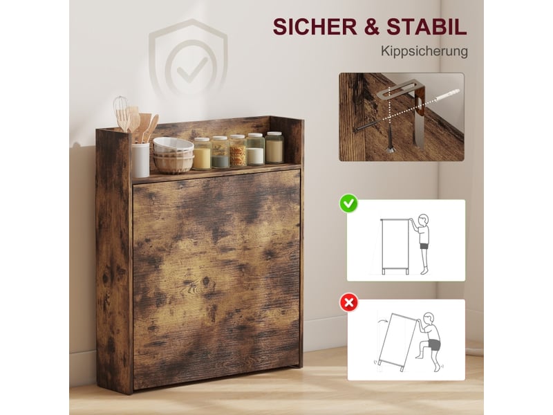  Table à manger pliante,90x80x93 cm,3 étagères,mdf,marron rustique  - Conforama D