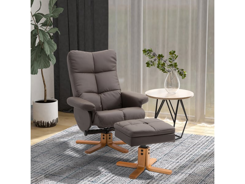  Fauteuil relax pivotant 360° avec repose-pied et rangement, dossier inclinable, simili cuir  - Conforama B