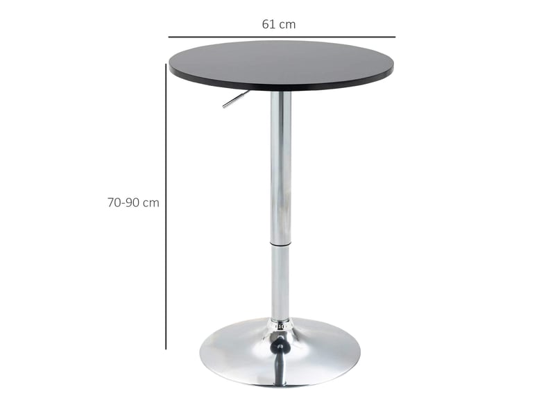 Table de bar ronde réglable avec plateau pivotant et base stable antidérapante, en mdf et métal, noir, ø 61 × 70-90 cm - Conforama D