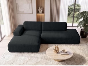 Canapé d'angle gauche fixe <strong>AX LIVING </strong> <strong>Didim Duo</strong> 5 places Tissu gris