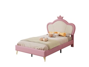 Lit simple 90x200 cm <strong>MERAX</strong> <strong>lit enfant rose</strong> coloris rose