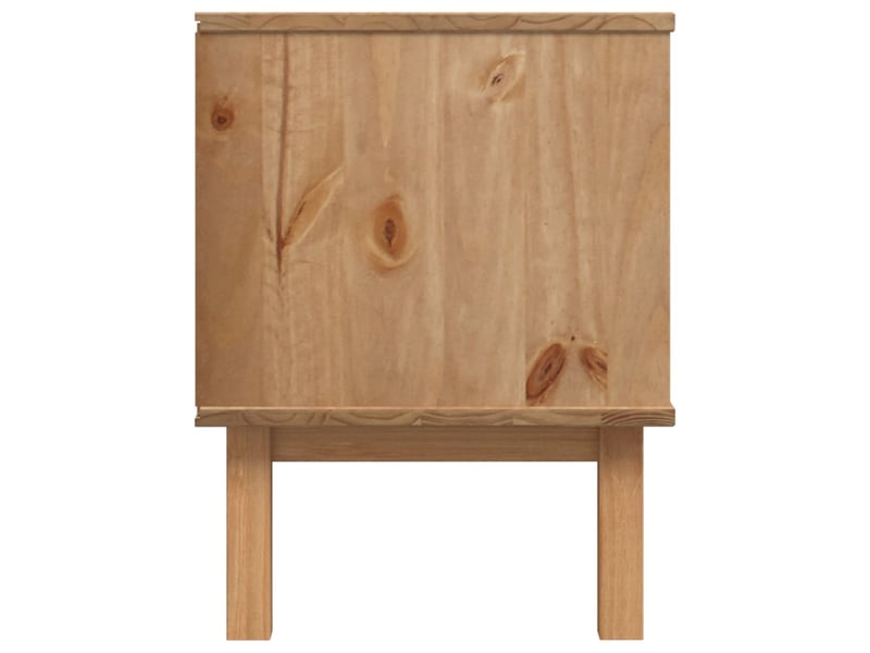  Meuble tv - banc tv - meuble de rangement - marron et gris 113,5x43x57 cm bois massif pin fr10001  - Conforama E