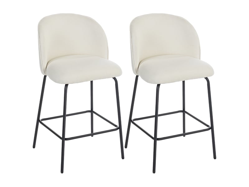  Lot de 2 tabourets de bar, chaises de bar, repose-pieds et dossier, hauteur d'assise 68cm, tissu effet lin, crème  - Conforama B