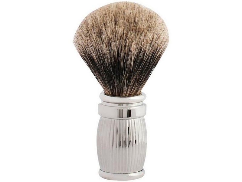 Blaireau pur poil gris eur t12 manche fût godron laiton finition palladium joris - Conforama A