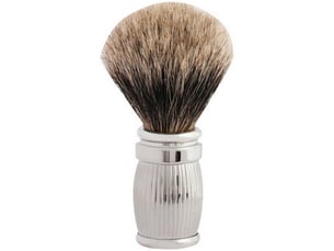 Blaireau pur poil gris eur t12 manche fût godron laiton finition palladium joris