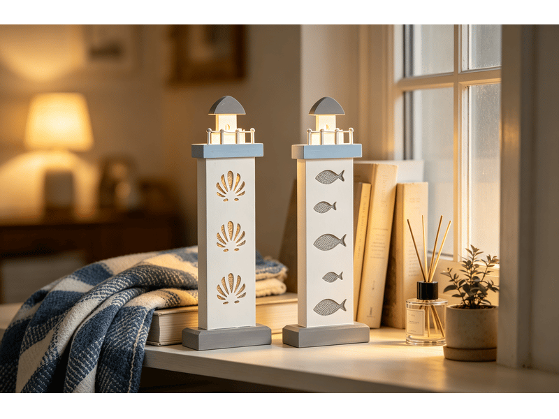  Figurine décorative phare dkd home decor bleu blanc 40 cm 2 unités S3042314 - Conforama C