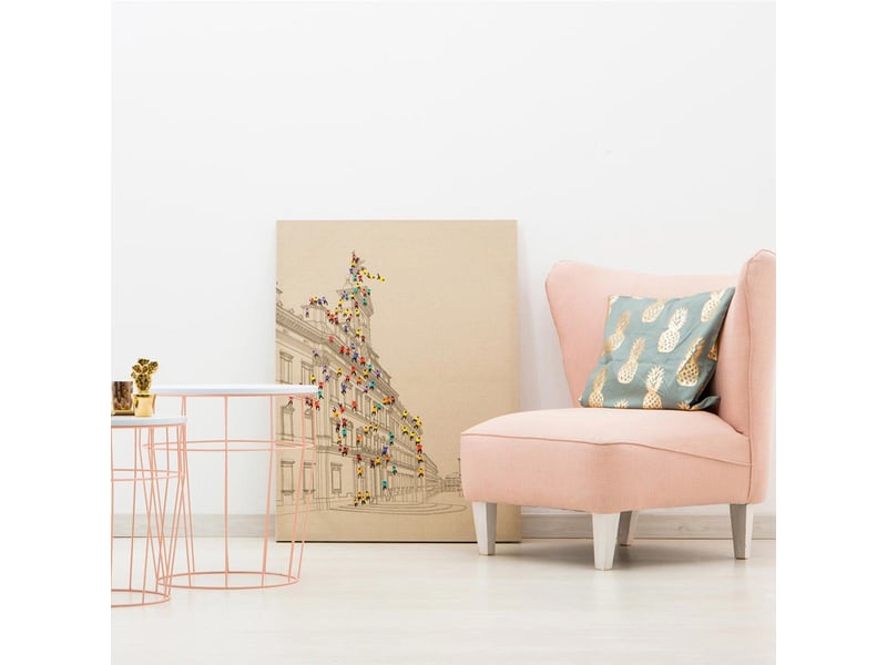  Tableau déco peint foule i 75x100cm naturel  - Conforama C