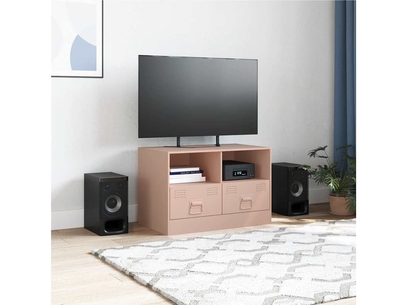  Meuble tv - banc tv - meuble de rangement rose 67x39x44 cm acier  - Conforama C