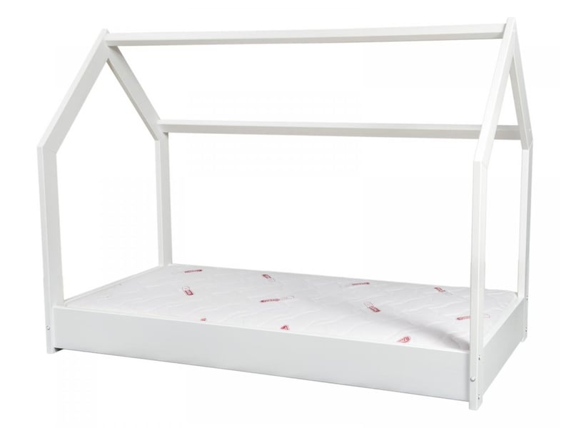 Ensemble matelas standard+lit maison cabane 160x80cm blanc 276601 - Conforama A