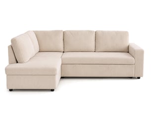 Canapé d'angle gauche convertible BESTMOBILIER MEIYA 5 places Velours beige avec coffre de rangement